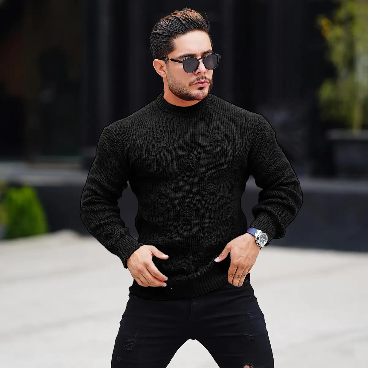 پلیور زاپ دار مشکی مردانه مدلDeta