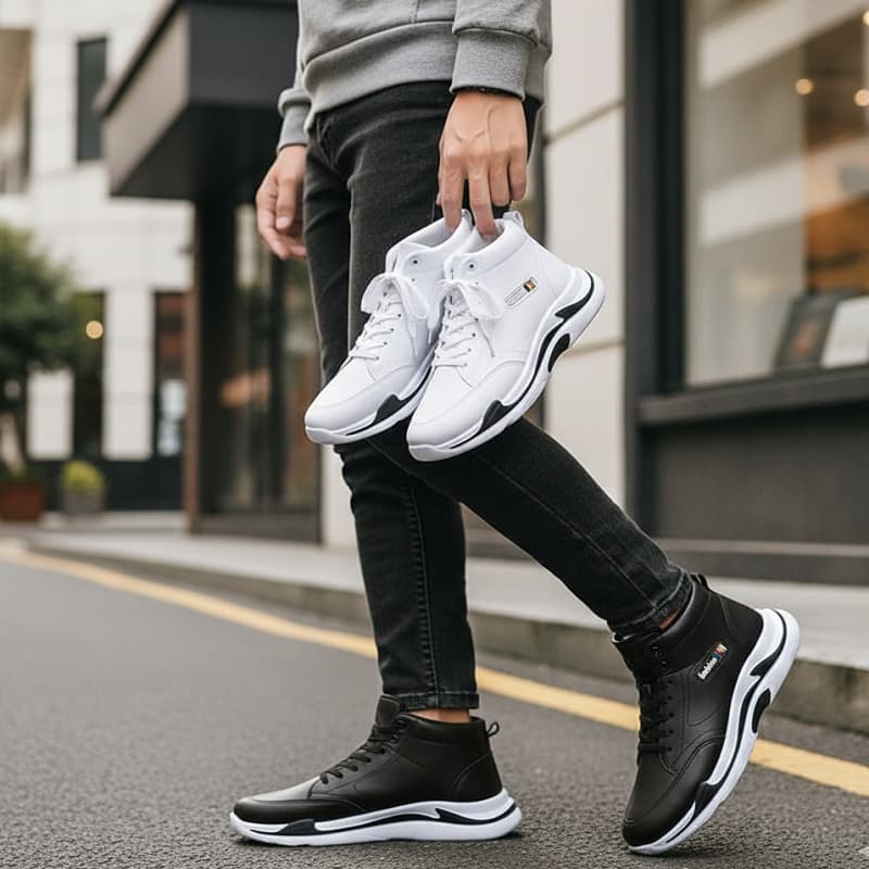 کفش ساقدار مردانه مشکی مدل EMTO