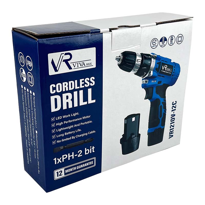دریل پیچگوشتی شارژی ویوارکس مدل VR1210V-12C-آبی